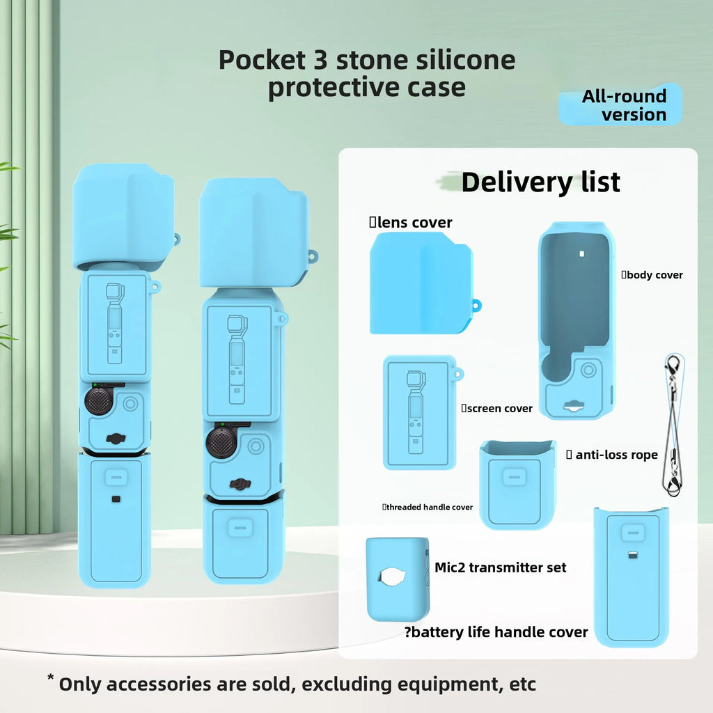 DJI Pocket 3 Silicone Case – Shockproof Protective Cover Gimbal Camera Case Babs LIGHT BLUE