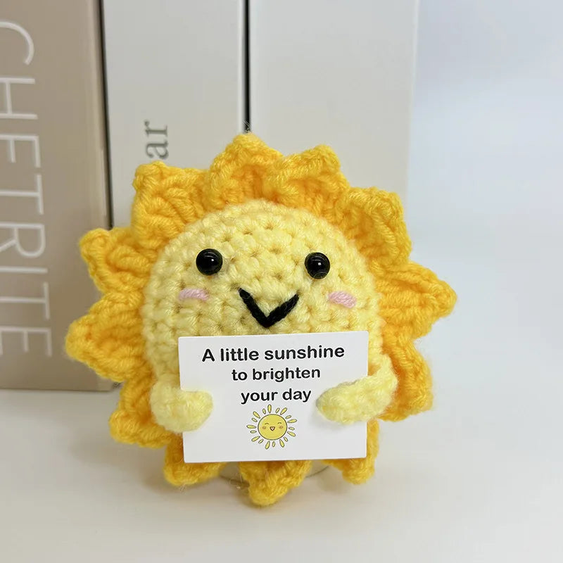 Handmade Crochet Sunflower Plush Toy – Knitted Sun Doll Gift Crochet Plush Toy Babs YELLOW