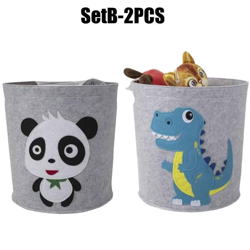 Foldable Cartoon Kids Felt Storage Basket & Toy Organizer Kids Storage Basket Babs SetB-2PCS 35x35CM
