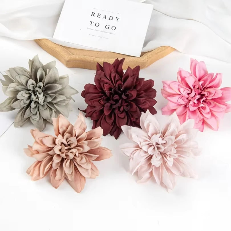 Silk Rose Dahlia Flower Heads for Wedding & DIY Decor Artificial Silk Flowers Babs