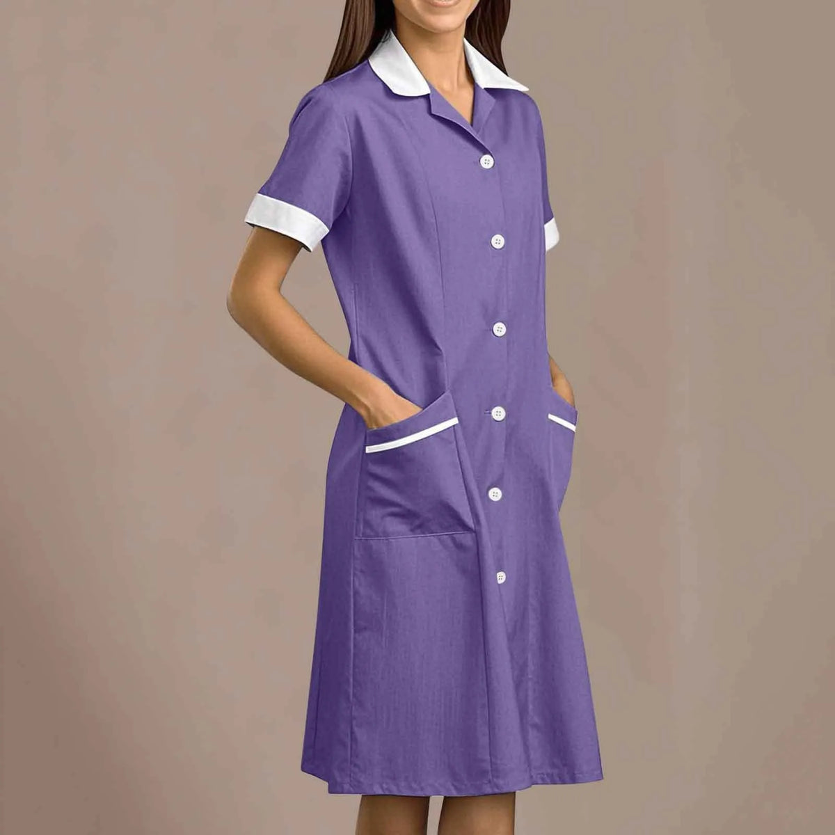 Women's White Lab Coat Long Sleeve Nurse Uniform Gown S–XXL Women's Lab Coat Babs Purple M
