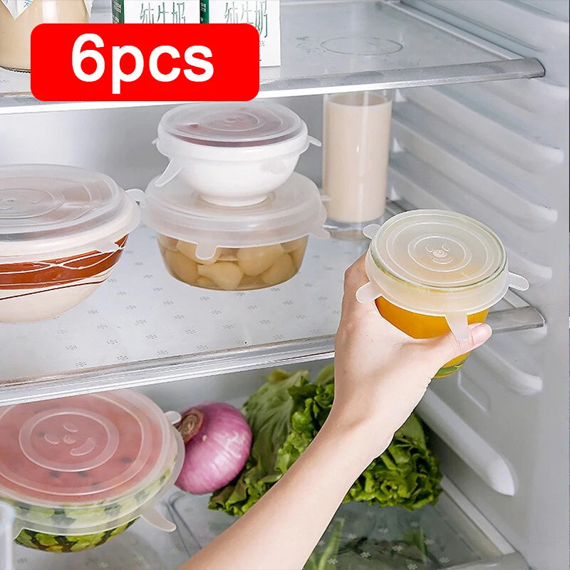 6-Pack Reusable Silicone Stretch Lids for Cans & Bowls Silicone Food Lids Babs
