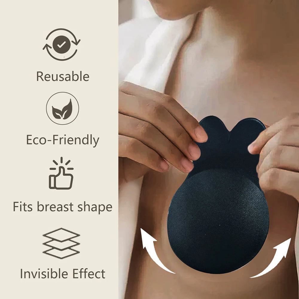 Strapless Adhesive Silicone Bra – Invisible Push-Up Nipple Cover Adhesive Silicone Bra Babs