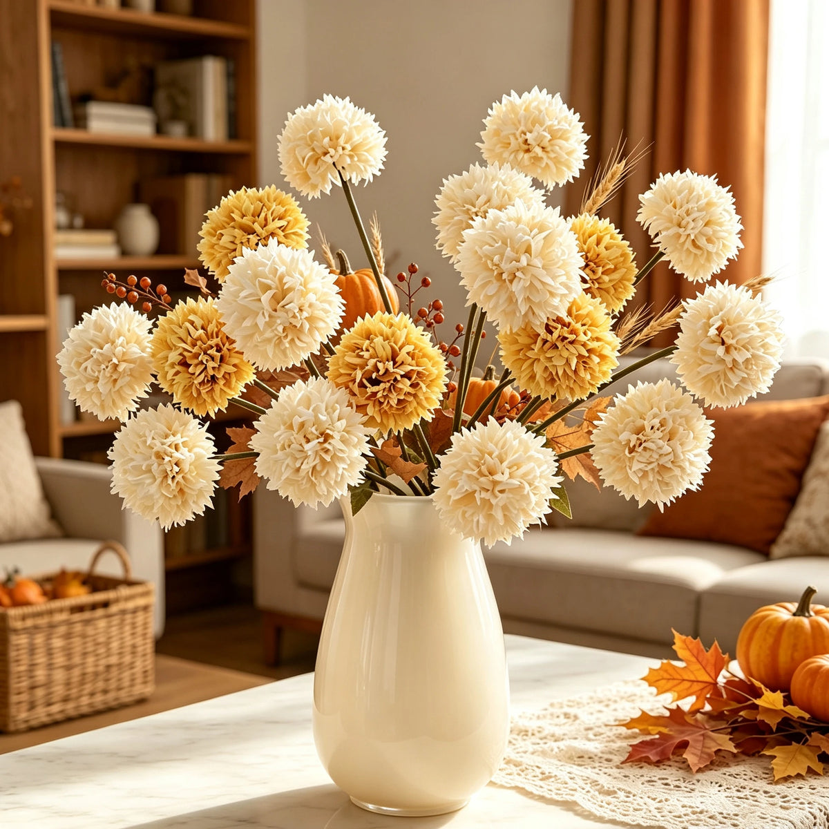 5-Pack Silk Artificial Chrysanthemum Flowers – Wedding & Home Artificial Silk Flowers Babs