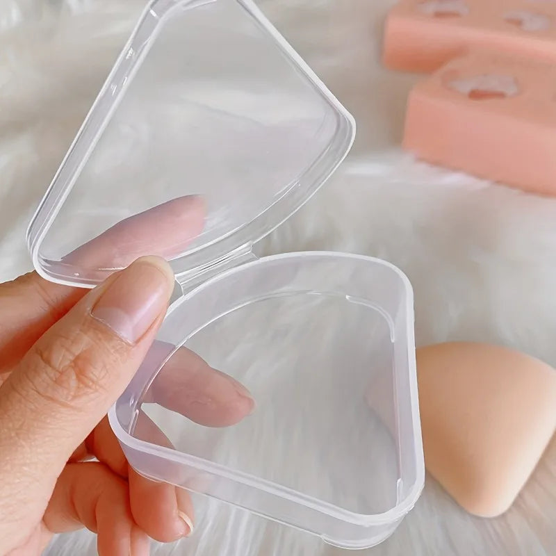 Triangle Powder Puff Storage Case – Dustproof, Transparent (5/10pc) Cosmetic Storage Case Babs