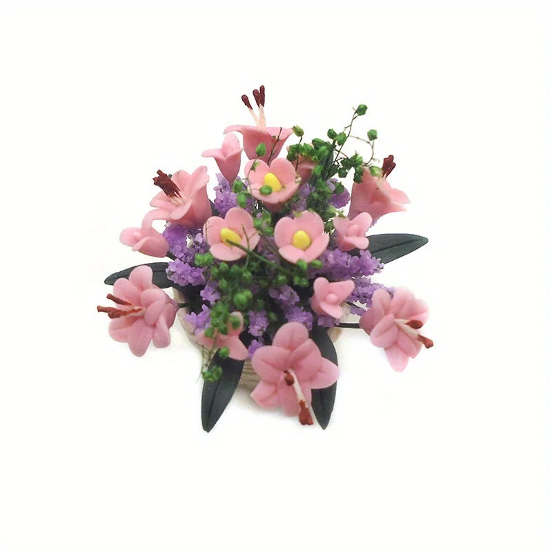 1:12 Miniature Clay Lily Flower Potted Bonsai Dollhouse Decor Dollhouse Miniature Babs