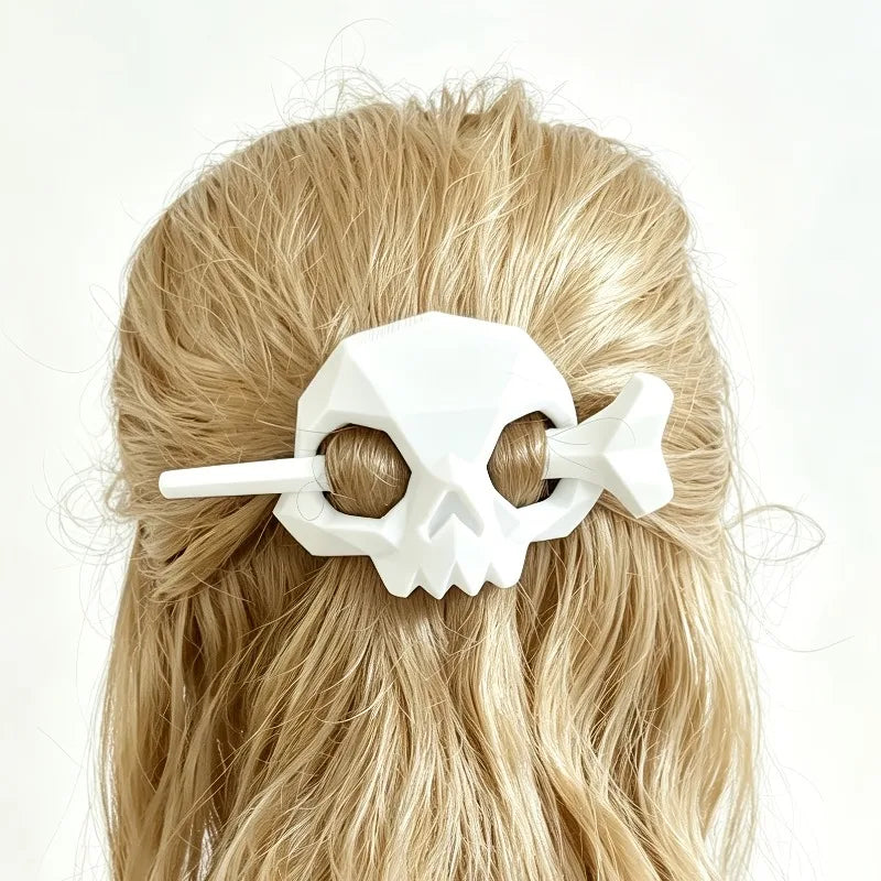 Geometric Skull Hair Stick & Barrette – Gothic Punk Accessory Gothic Hair Accessory Babs