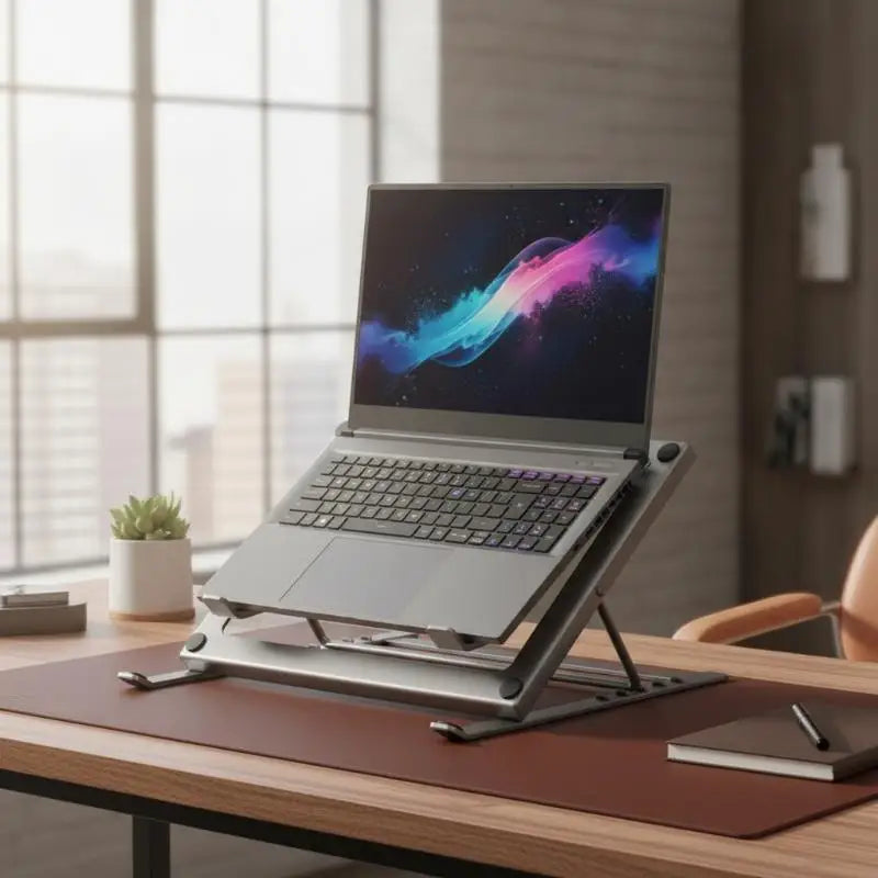 HUXUAN Foldable Iron Laptop Stand | 5 Angles, Anti-Slip Pads Laptop Stand Babs