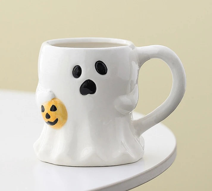 Halloween Ghost Pumpkin Ceramic Mug – Cute Coffee Cup Gift Halloween Ceramic Mug Babs D 1PC 400-500ml