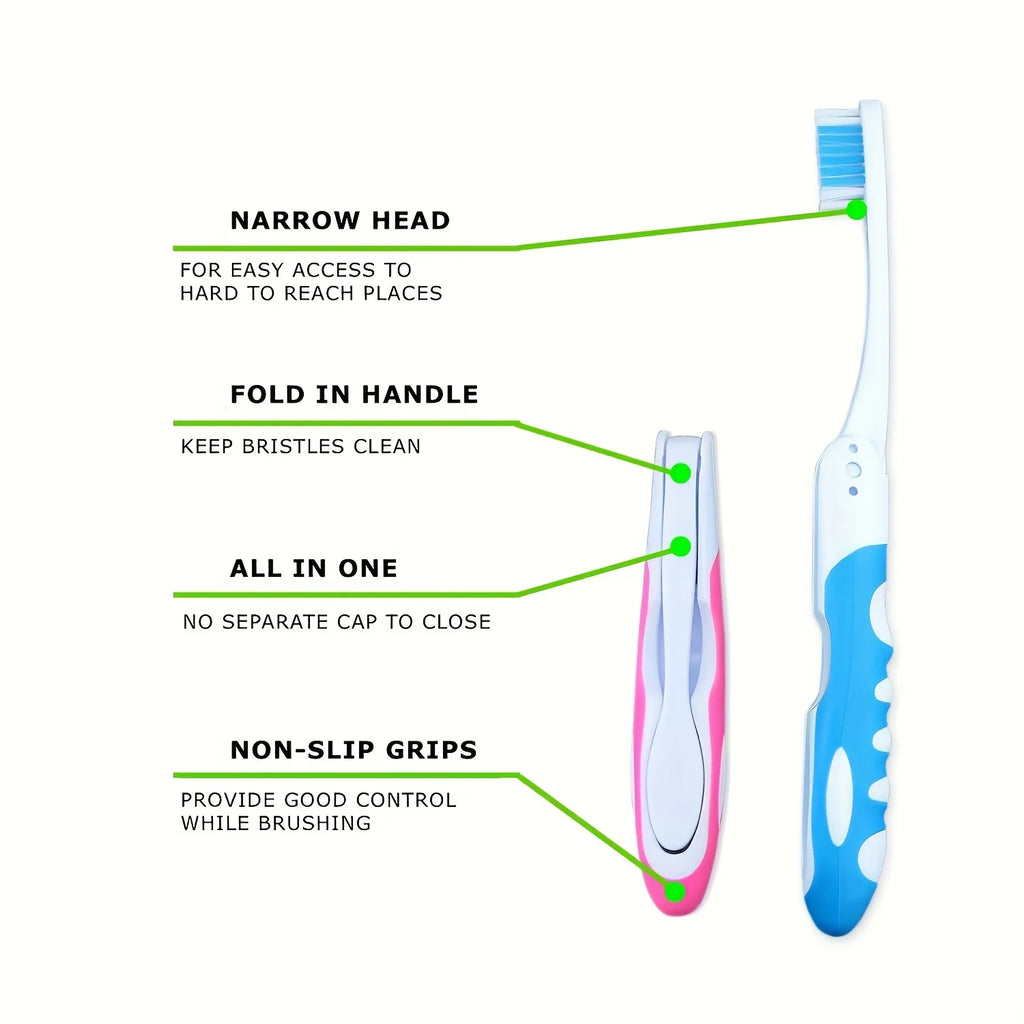 Manual Folding Travel Toothbrush – Full Head, Medium Bristles Travel Toothbrush Babs