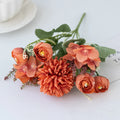Silk Artificial Rose & Hydrangea Bouquet | Wedding Home Decor Artificial Flower Bouquet Babs Orange 2 pcs
