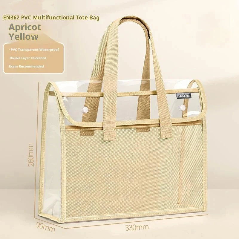 Transparent PVC Waterproof Tote Bag – Large File Organizer File Storage Tote Bag Babs Yellow