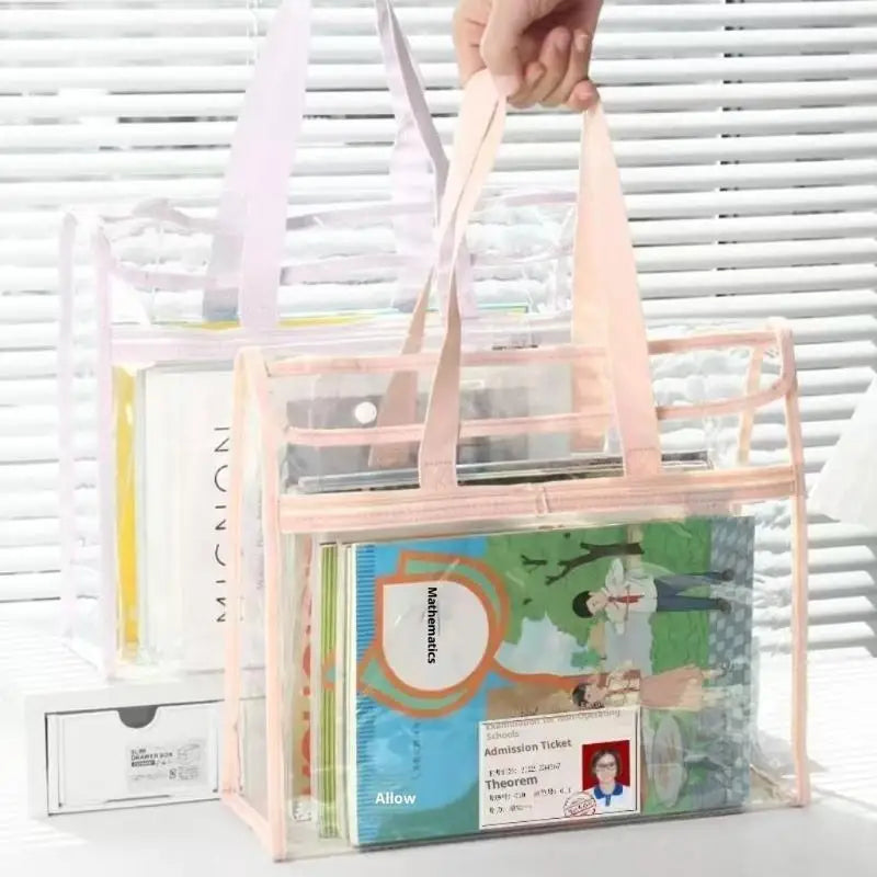 Transparent PVC Waterproof Tote Bag – Large File Organizer File Storage Tote Bag Babs