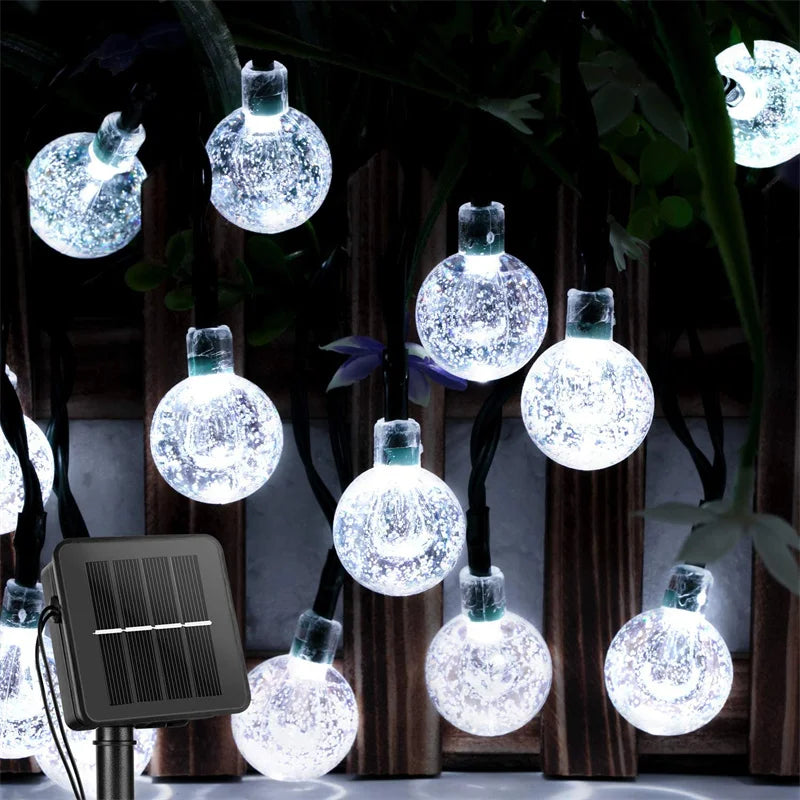 Solar Crystal Bubble Ball String Lights – IP65, 8 Modes Solar String Lights Babs White 5M20LED1PC