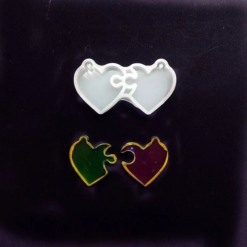 Heart Puzzle Silicone Resin Mold – DIY Keychain & Jewelry Silicone Resin Mold Babs