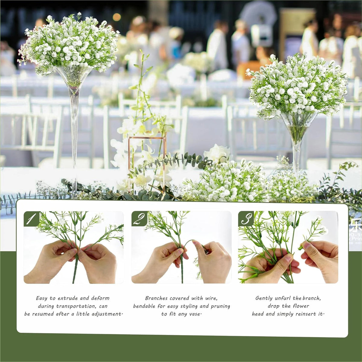Artificial Gypsophila Flowers – Wedding, Home & DIY Décor Artificial Flower Branch Babs