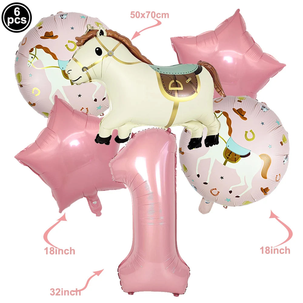 Boho Horse Birthday Party Banner & Foil Balloons Decor Set Party Decoration Set Babs Silver
