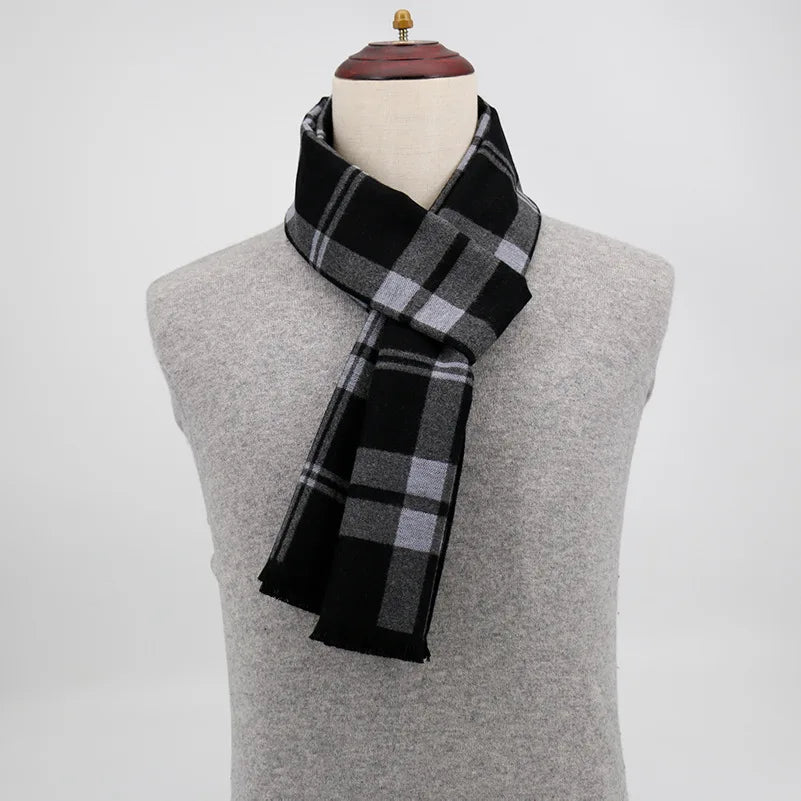 Men's Winter Plaid Cashmere-Style Scarf & Pashmina Shawl Winter Scarf Shawl Babs Brown 180 by 30CM