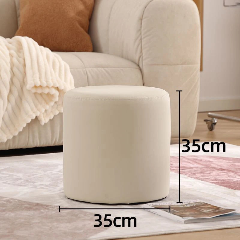 Nordic Pine Wood Ottoman Stool – Modern Cushioned Vanity Pouf Ottoman Stool Pouf Babs White small