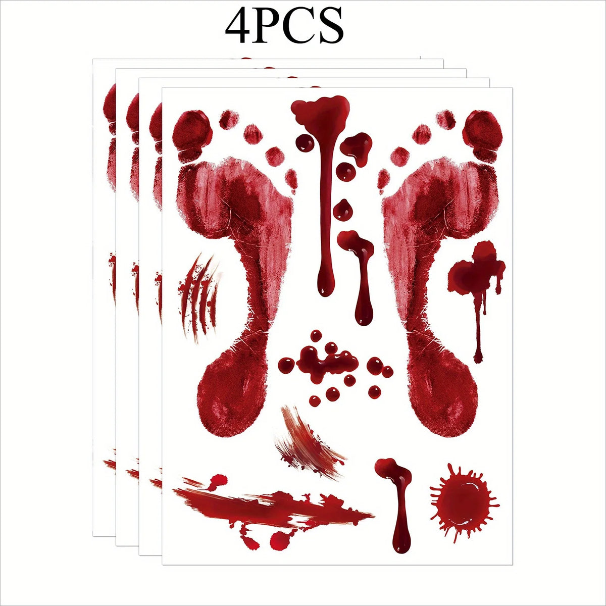 4pcs Halloween Blood Handprint & Footprint Stickers | Floor Decals Halloween Decor Stickers Babs 4 pcs