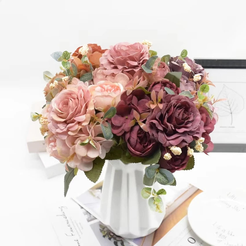 Artificial Silk Rose & Peony Bouquet – Wedding & Home Decor Artificial Flower Bouquet Babs