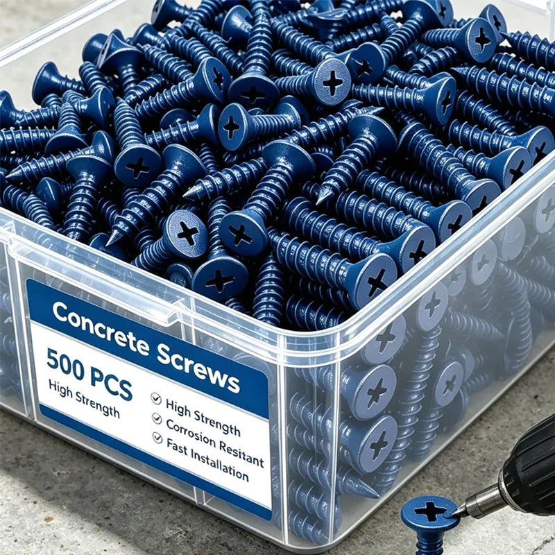 Blue Flat Head Concrete Screws – Phillips Masonry Anchor Screws Masonry Screw Anchors Babs