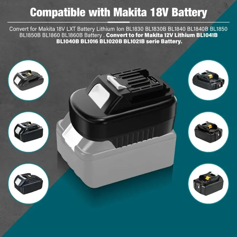 MT18MT12 Battery Adapter – Makita 18V to 12V CXT Tool Converter Battery Adapter Babs