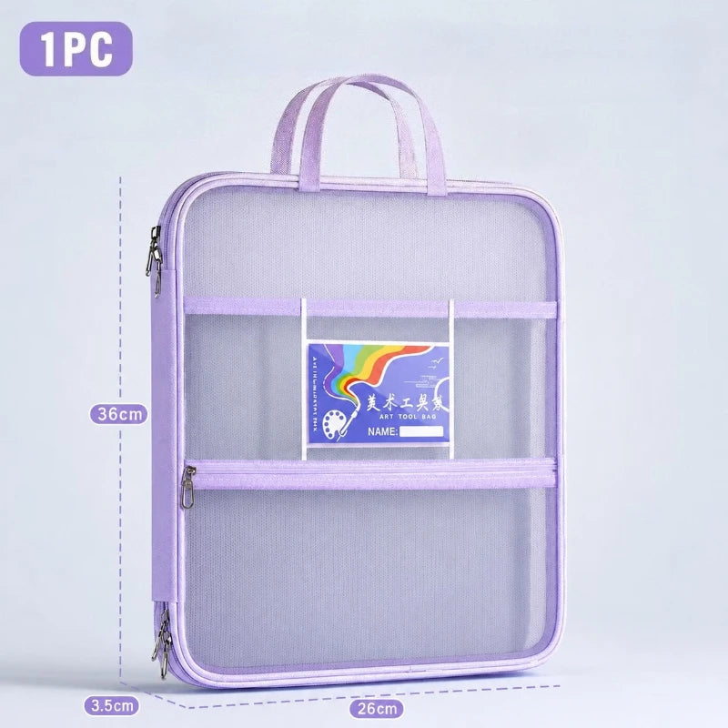 A4 Waterproof Document Bag Multi-Layer Zipper File Pouch Document File Bag Babs Purple