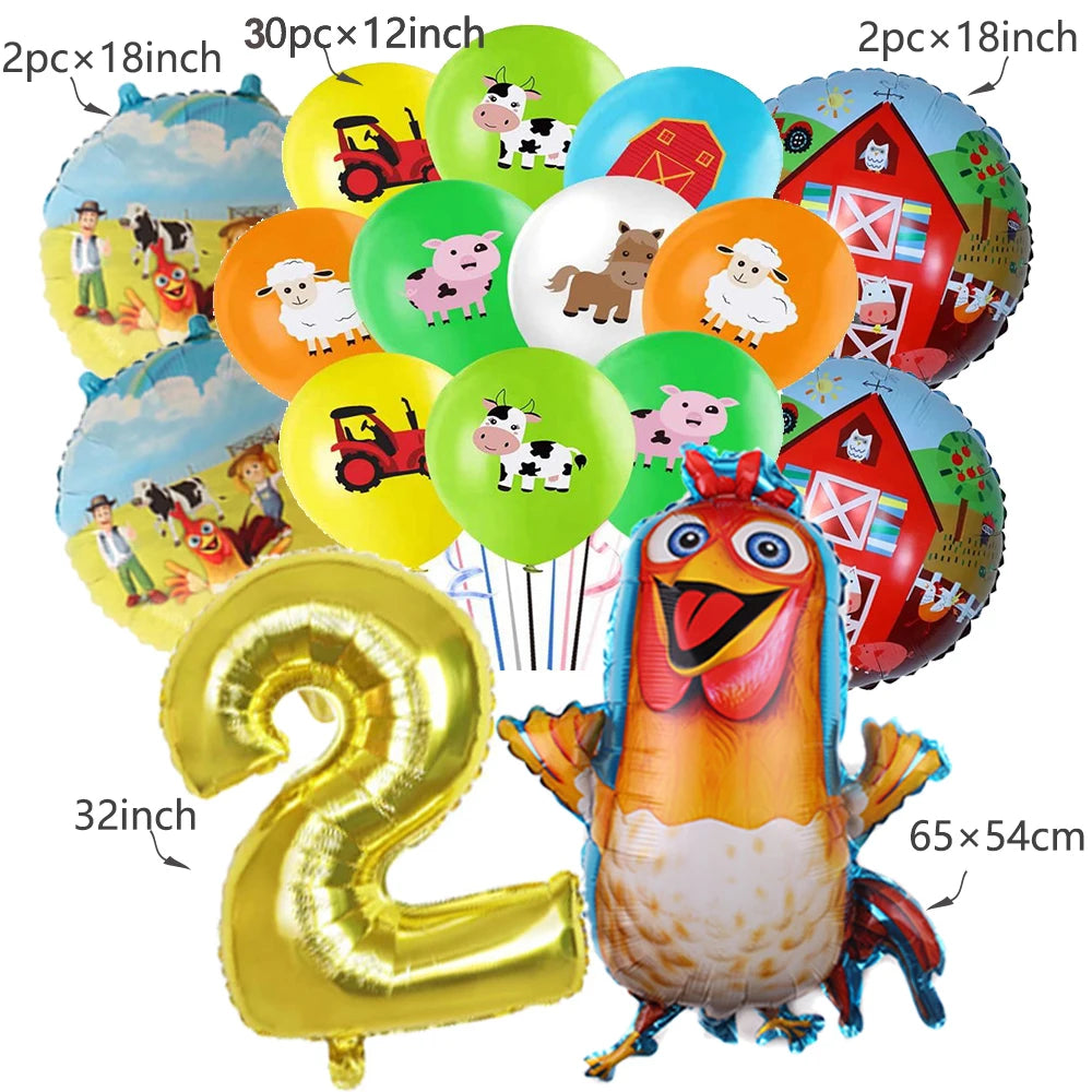 Farm Animal Foil Balloons Set – Cow Sheep Duck Pig Party Decor Party Balloons Set Babs MINT GREEN As show