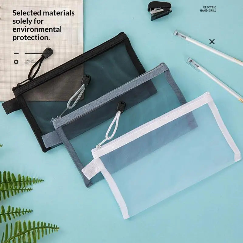 10-Pack Mesh Zipper Pencil Pouches – Clear See-Through Mesh Pencil Pouch Babs