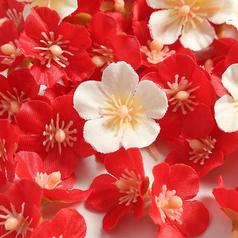 100Pcs Mini Silk Cherry Blossom Artificial Flower Heads | DIY Decor Artificial Flower Heads Babs