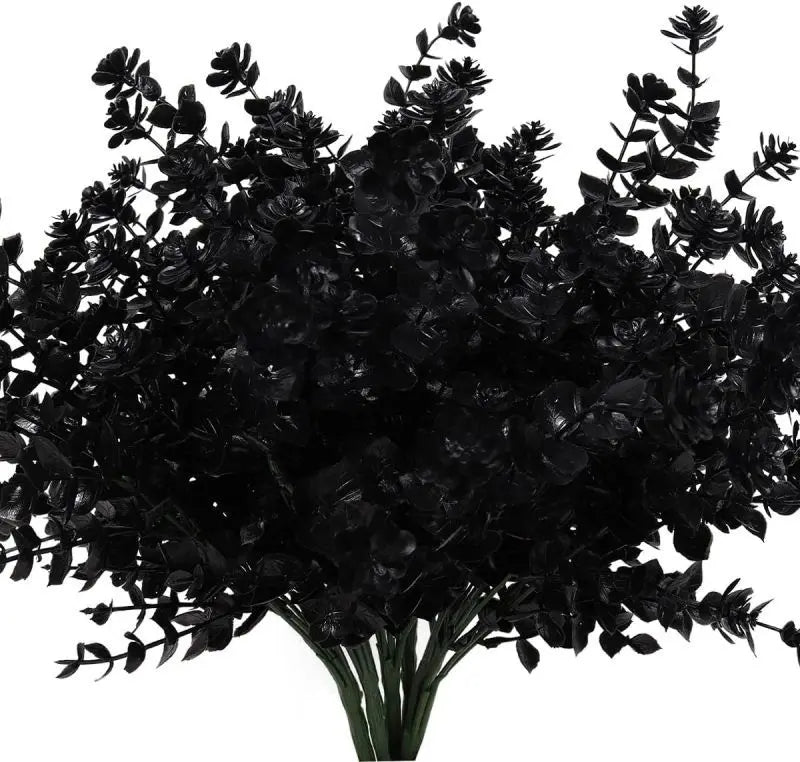 Artificial Eucalyptus Stems Fake Plastic Flowers Home Decor Artificial Flower Stems Babs black