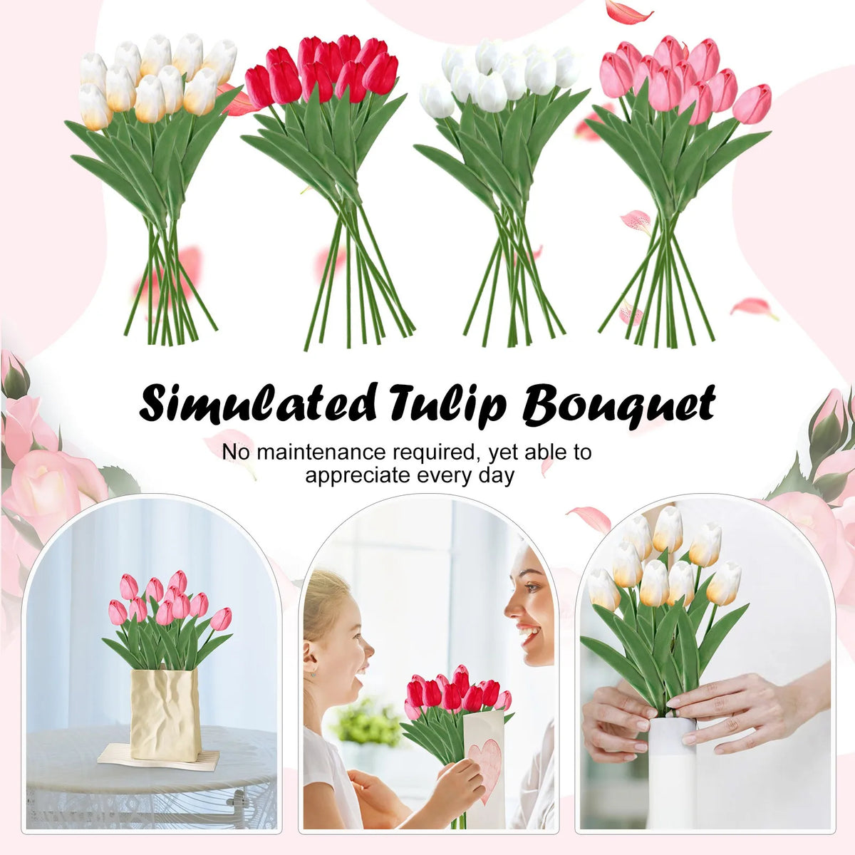 10-Piece Realistic Artificial Tulips – Wedding & Home Decor Artificial Flowers Babs