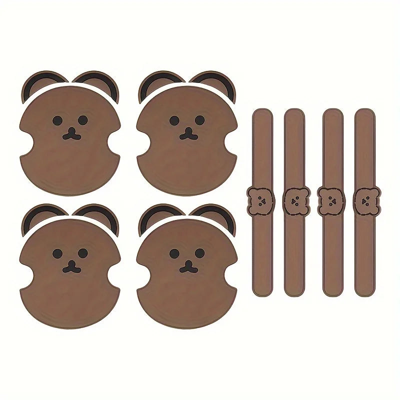 8pcs Bear Silicone Car Door Handle Protector Anti-Scratch Car Handle Protector Babs 8p