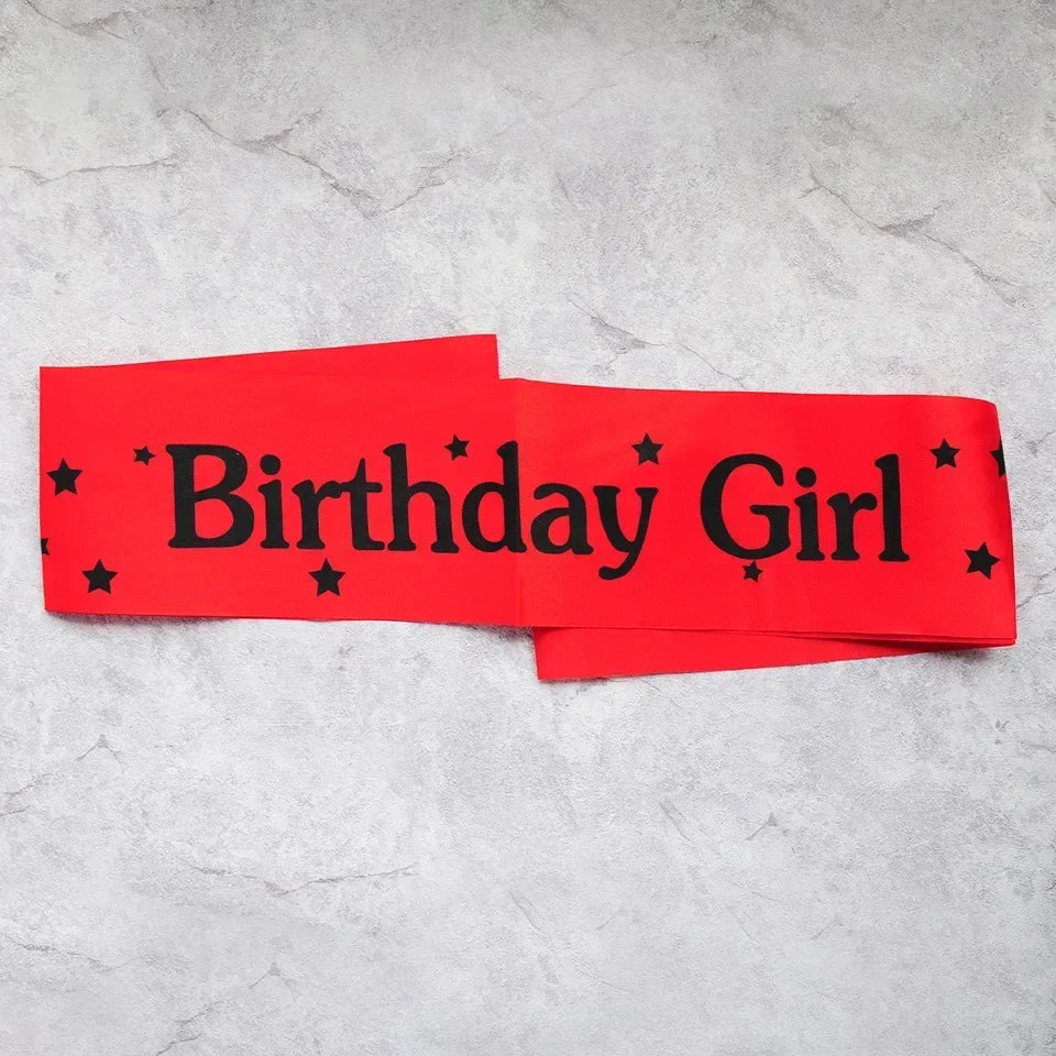 Rose Gold Satin Sash & Crystal Crown Tiara Set – Birthday Party