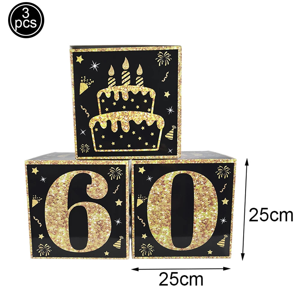 6pcs Black Gold 60th Birthday Water Bottle Labels & Stickers Birthday Party Stickers Babs Khaki As picture show