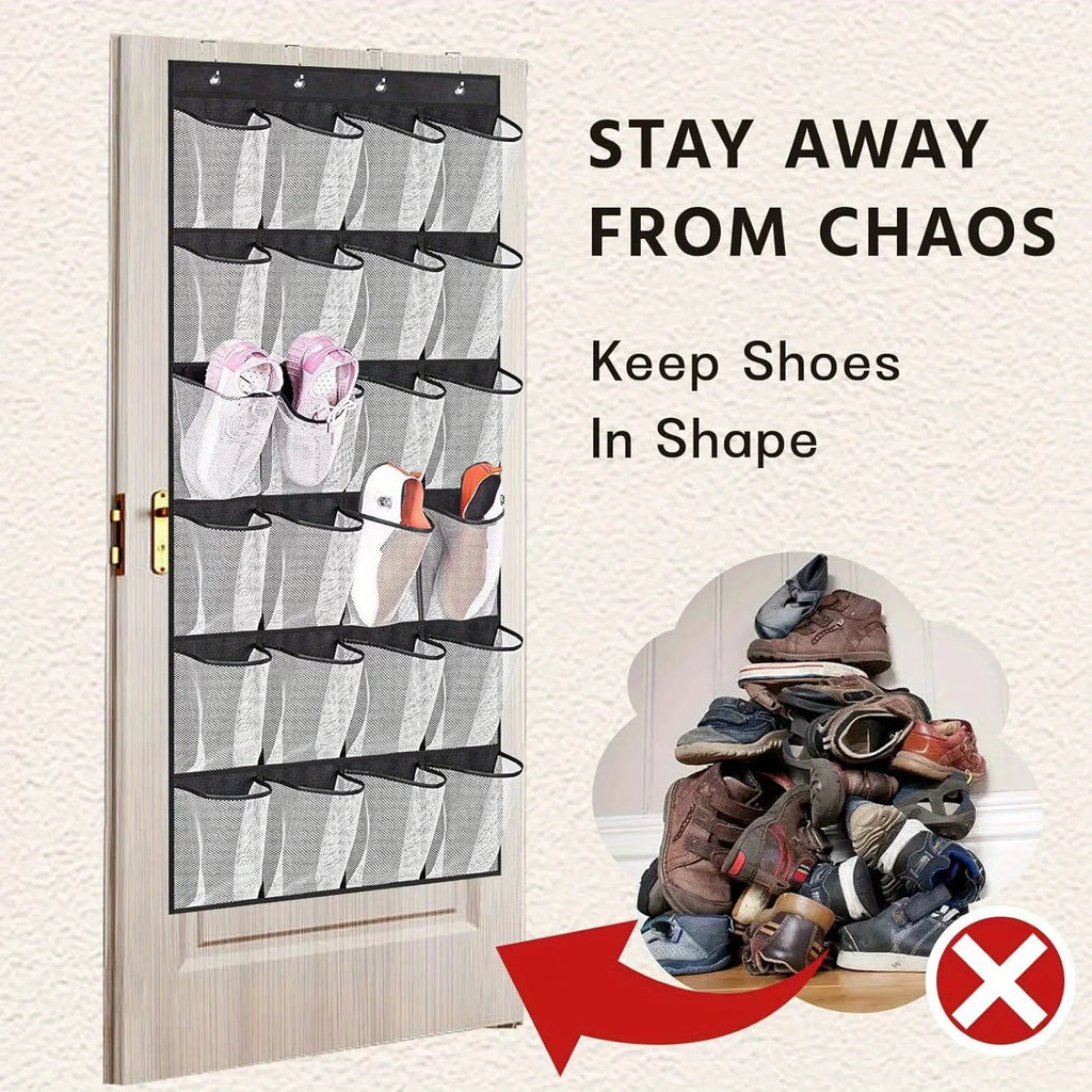 Over Door Shoe Organizer – 24 Large Breathable Mesh Pockets Door Shoe Organizer Babs