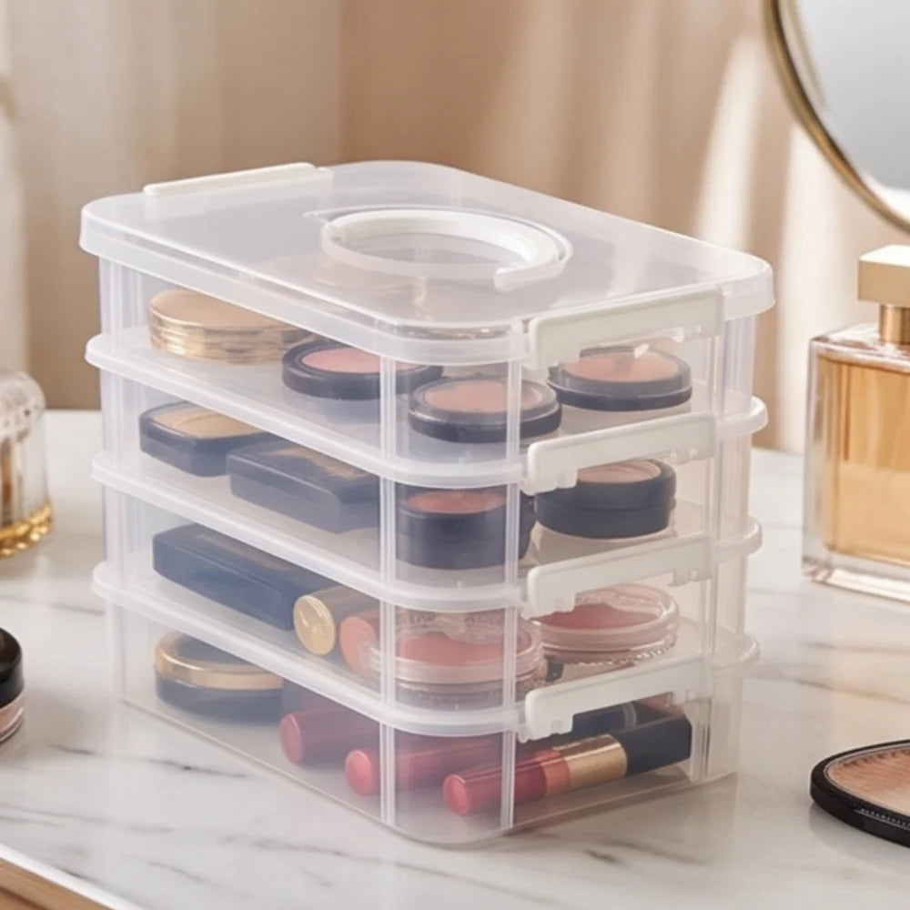 HOMEFISH Partitioned Plastic Storage Box with Lid | Organizer Partitioned Storage Box Babs