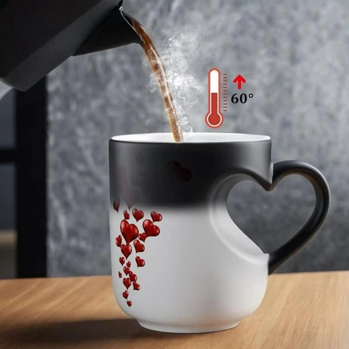 Heat-Activated Color Changing Mug | Heart Handle Ceramic Cup Color Changing Mug Babs