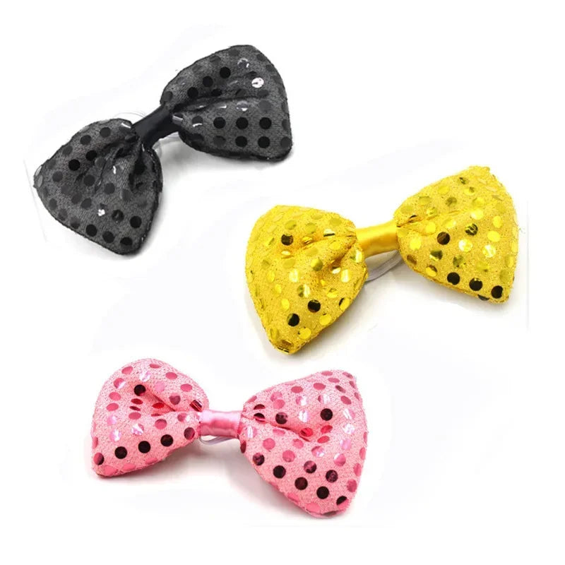 Light Up Sequin Bow Hair Clip & LED Neck Bow – Party Accessory LED Hair Accessory Babs