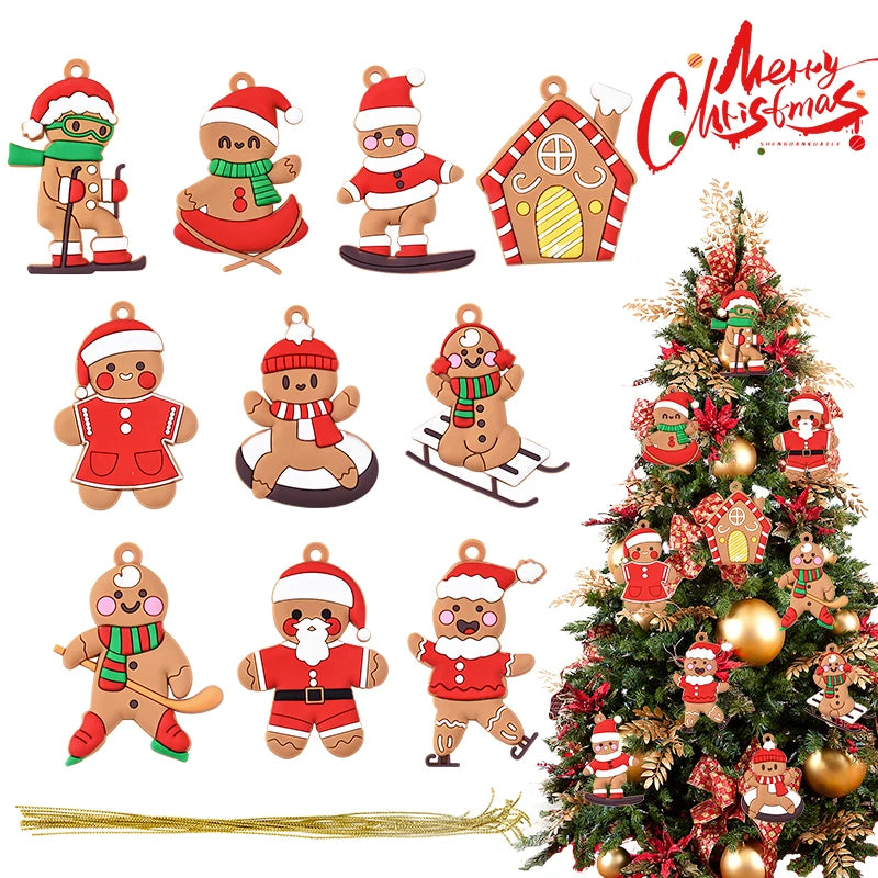 10pcs Sport Gingerbread Man Christmas Tree Ornaments 2024–2025 Christmas Tree Ornaments Babs