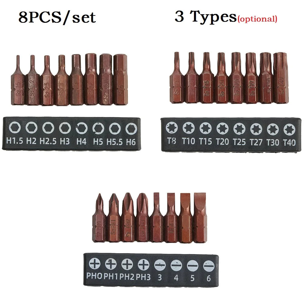 8-Pc Magnetic Screwdriver Bit Set – PH Torx Hex, 1/4" Shank Screwdriver Bit Set Babs