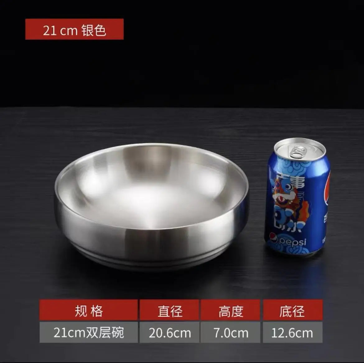 304 Stainless Steel Double Layer Korean Ramen & Salad Bowl Stainless Steel Bowl Babs Silver-3