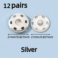 12 Pairs Brass Invisible Snap Buttons for Shirts & Jackets Snap Sewing Buttons Babs silvery