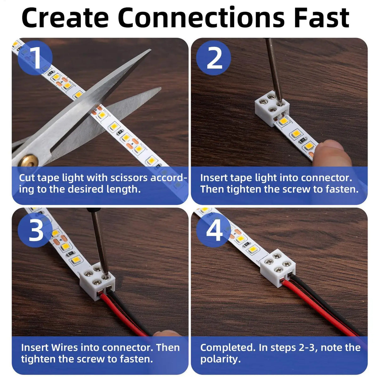 8mm Solderless LED Strip Connectors – Male & Female Terminal LED Strip Connector Babs
