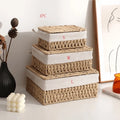 Hand Woven Wicker Storage Basket – Bohemian Home Organizer Wicker Storage Basket Babs Beige 1-S