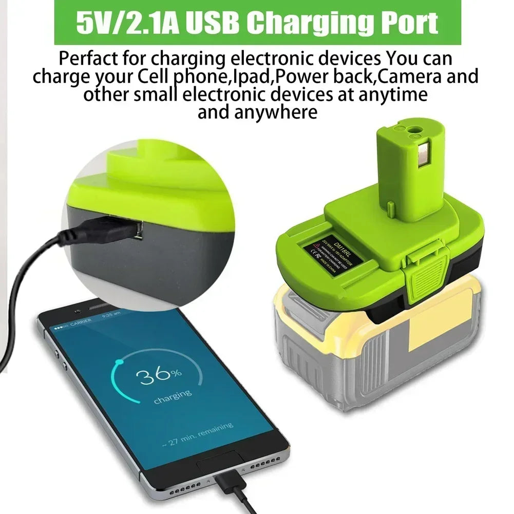 DM18RL Battery Adapter: Dewalt 20V & Milwaukee M18 to Ryobi Battery Converter Adapter Babs