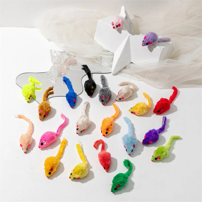 Cat Toys Faux Fur Mouse & Feather Rainbow Toy for Kittens Cat Toy Set Babs