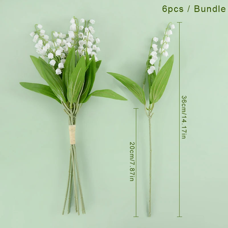 6pcs White Artificial Bellflower Orchid Bouquet – Home & Wedding Artificial Flower Set Babs