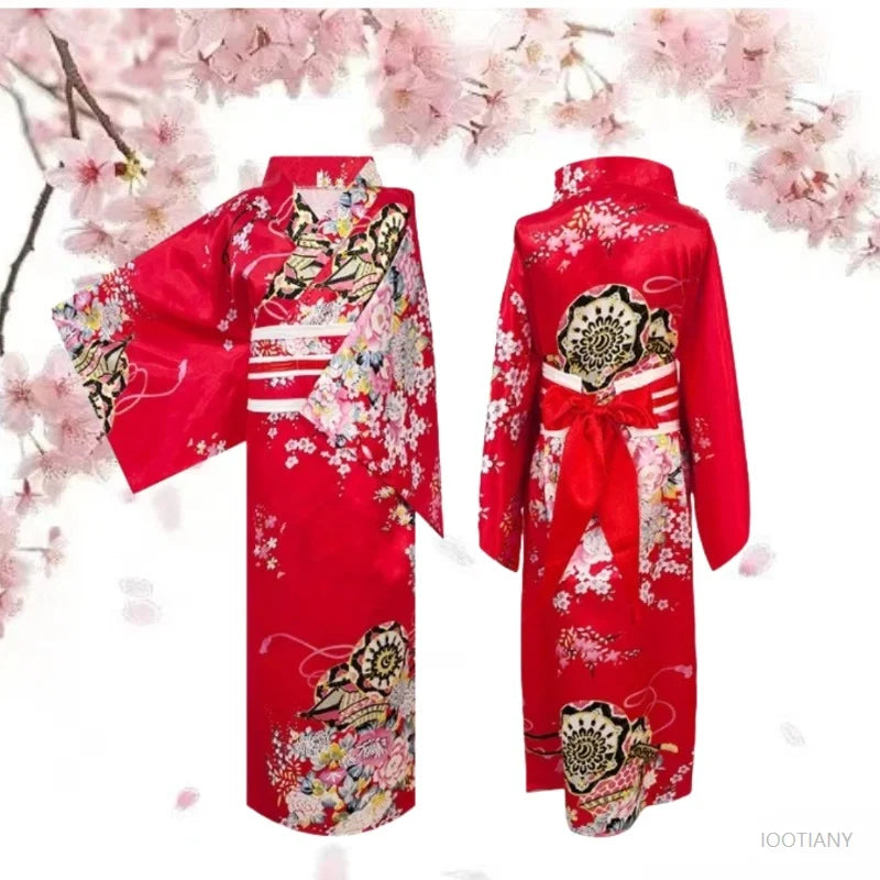 Children's Floral Japanese Kimono Yukata Cosplay Costume Yukata Costume Set Babs